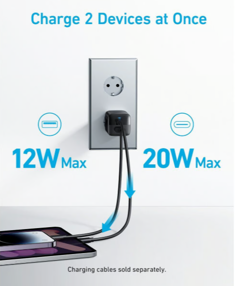 Anker 323 Snellader 33W Zwart